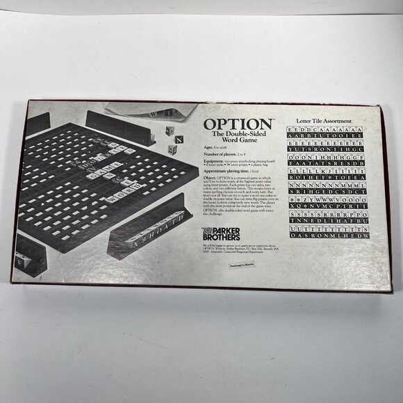 Option Vintage Double Sided Word Board Game Parker Brothers 1983 Complete NIOB - Picture 2 of 9